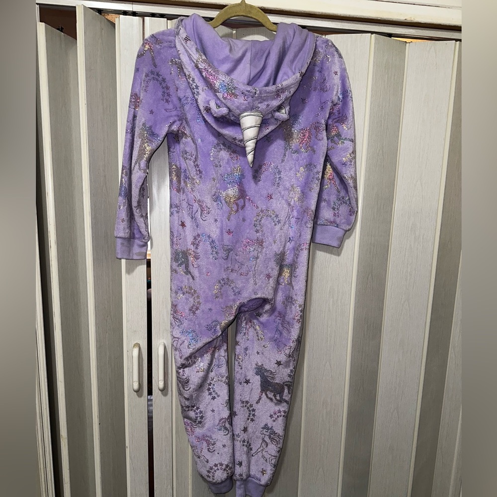 Unicorn zipped onesie with unicorn hood